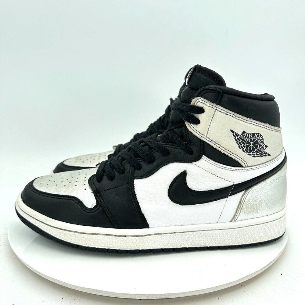 Nike Air Jordan 1 Retro High Women Size 10.5 CD0461-001 Black Silver Toe Shoes